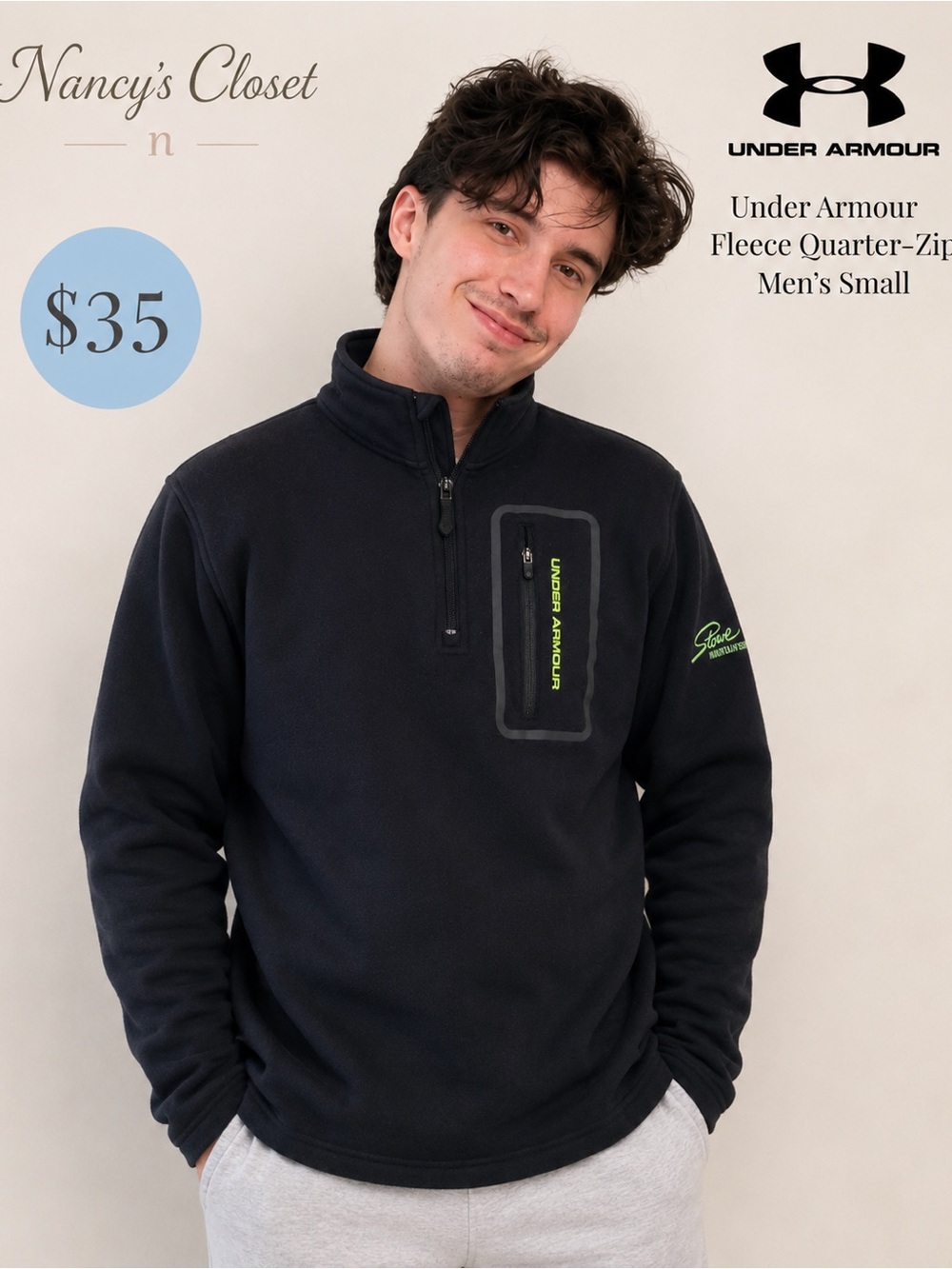 Under Armour Fleece Quarter-Zip Pullover Stowe Mountain Resort Men’s Small
